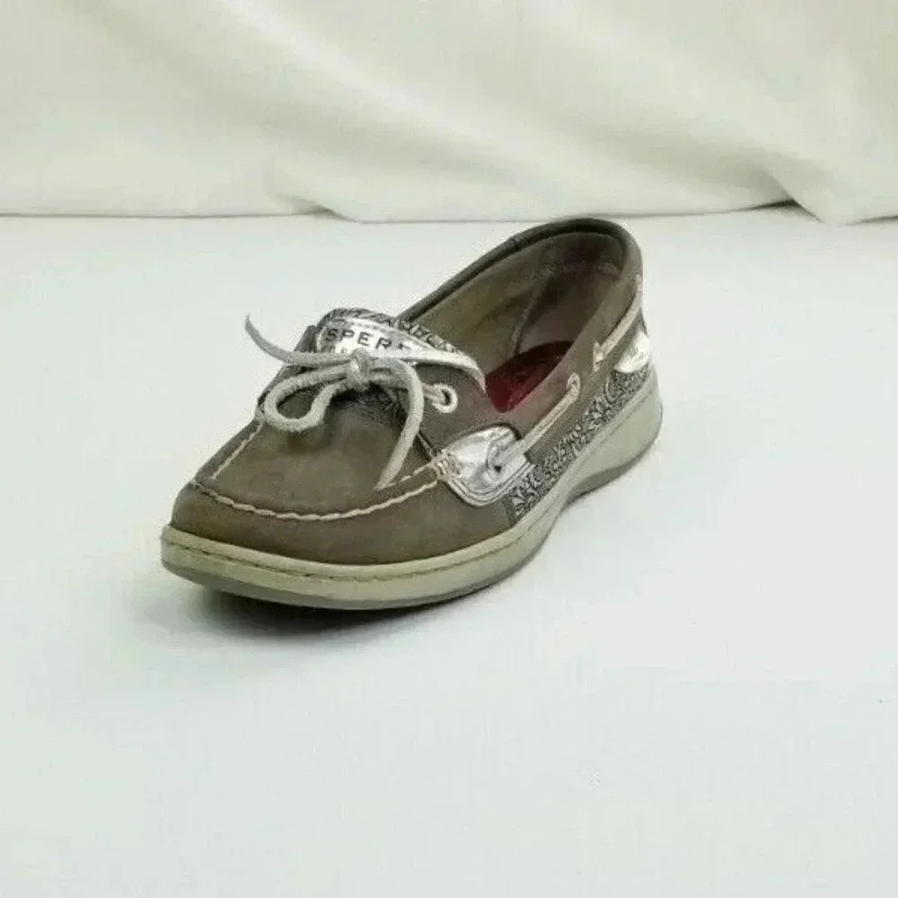 Sperry 6.5M Women's One Eye Brown Silver Paisley Pattern Non Marking Boat Shoes